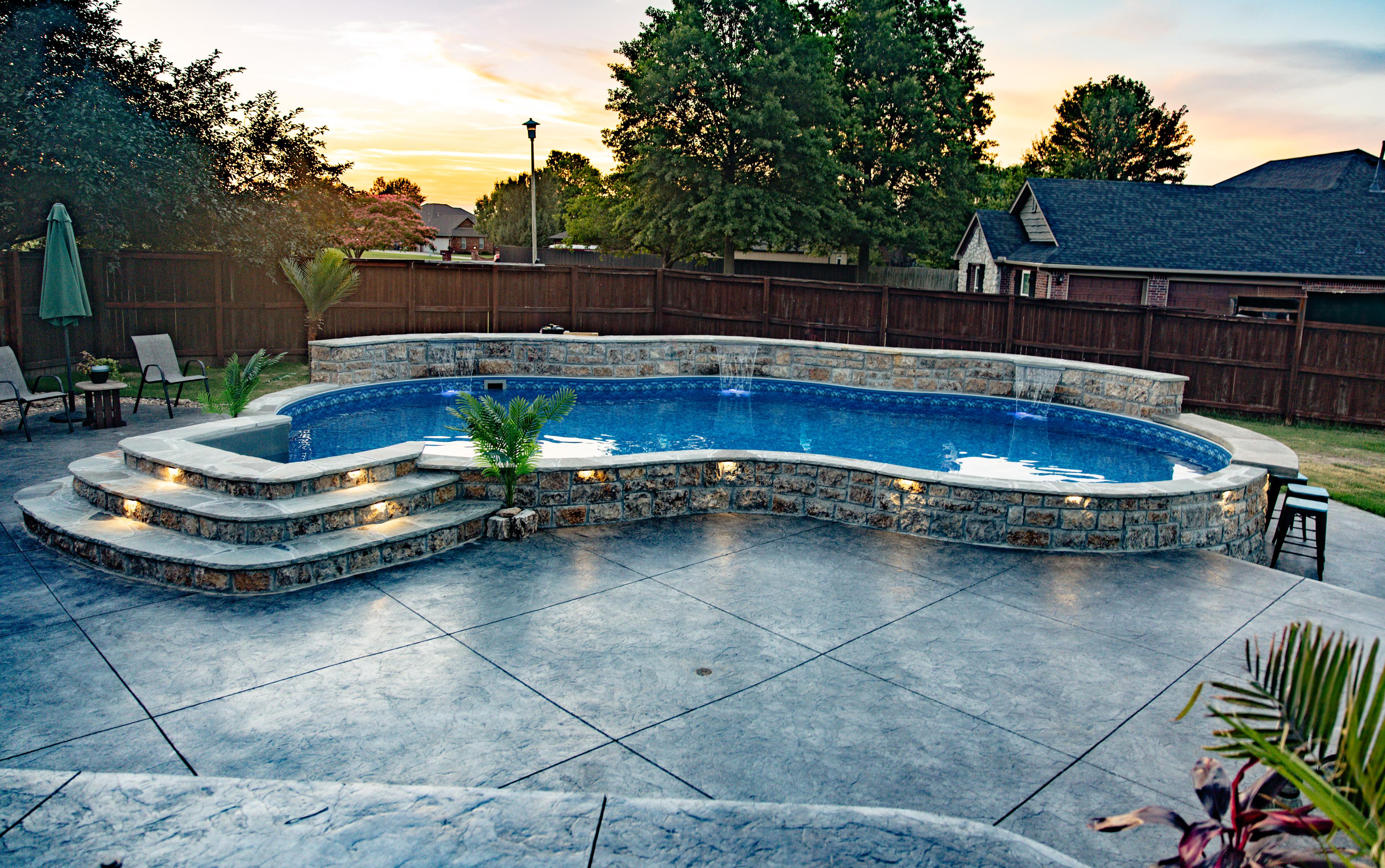 Custom plunge pool built by Silverado Rock Pools in Tulsa, OK