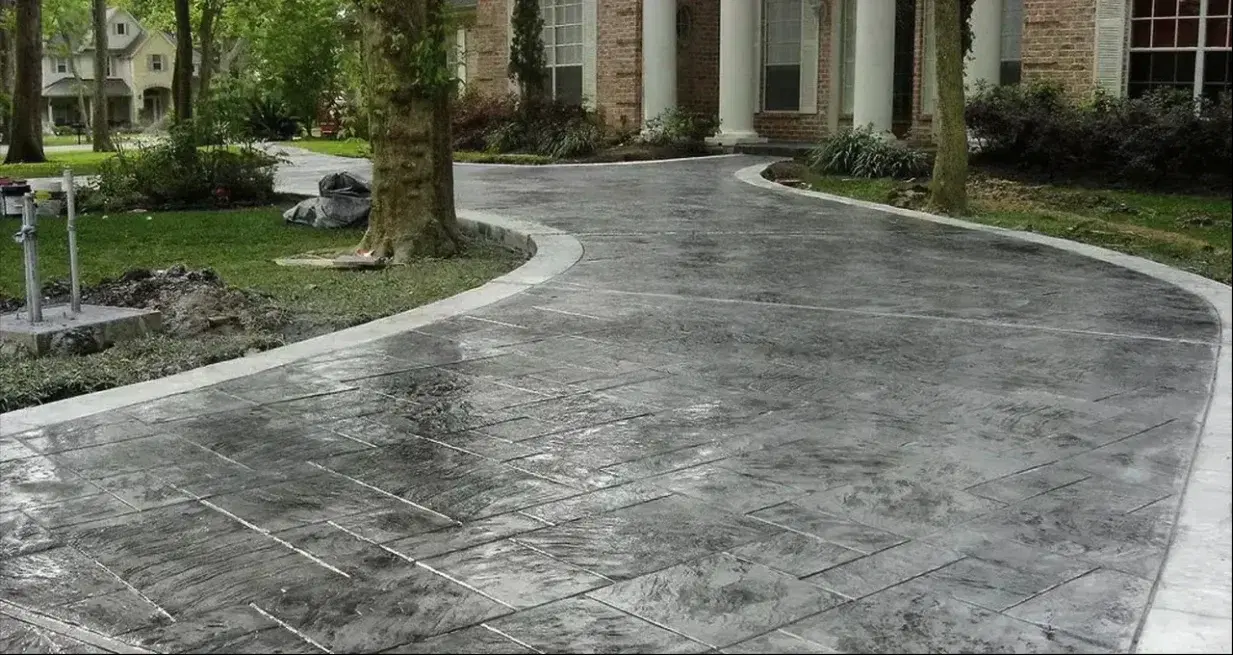 Decorative concrete driveway installation in Tulsa, OK