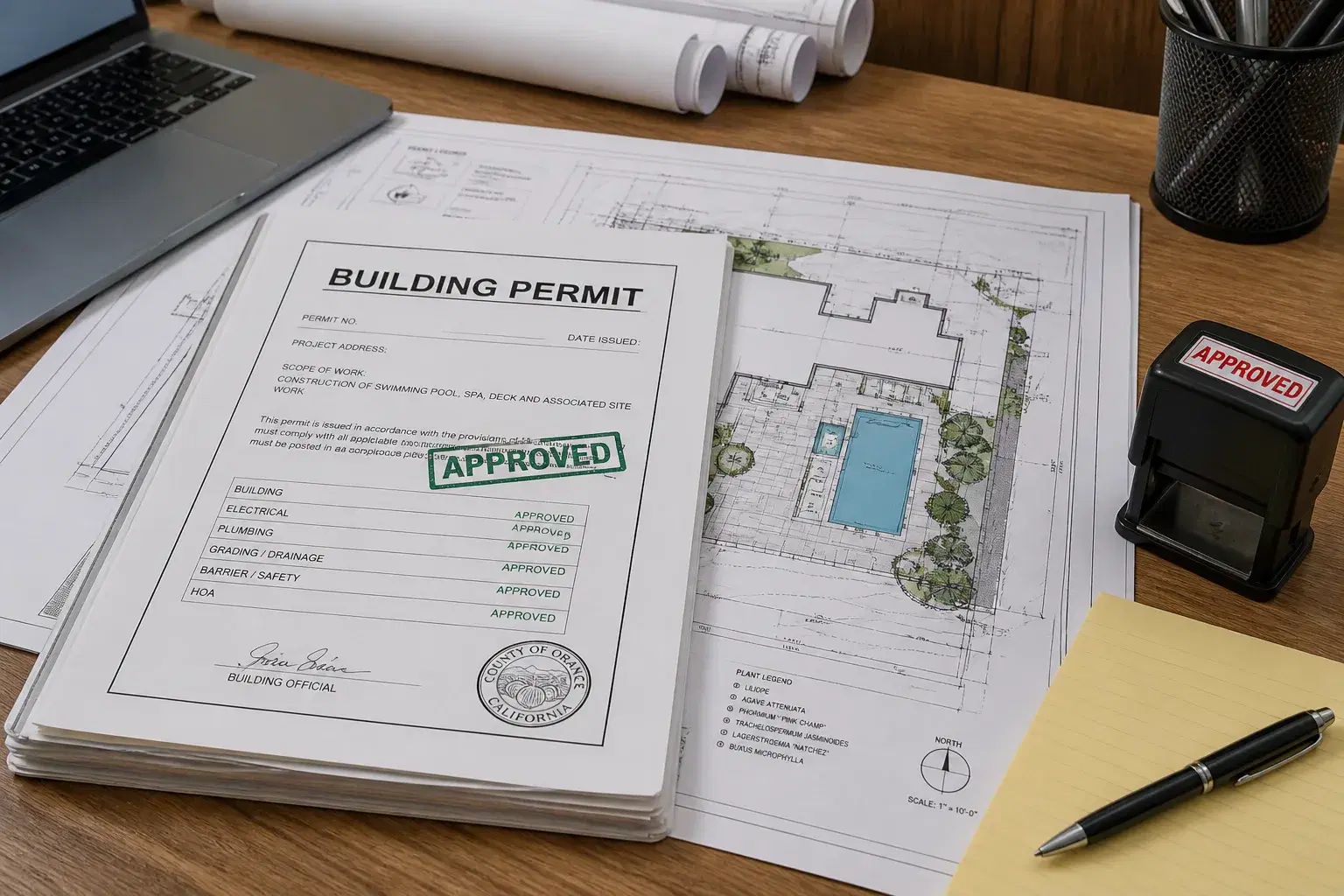 Permit documents and city approval paperwork